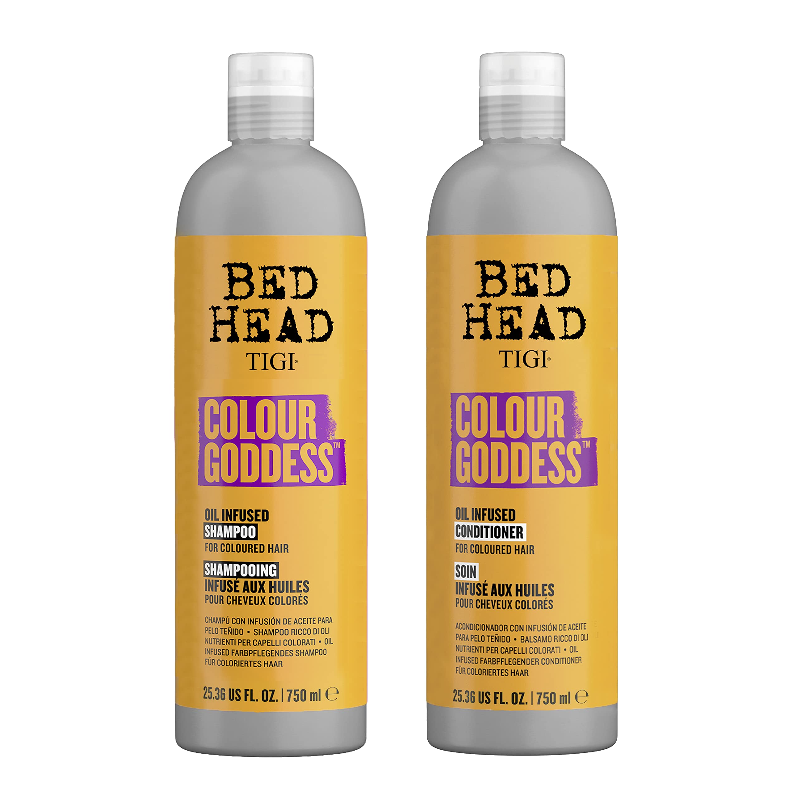 TIGI Bed Head Colour Goddess champú en botella frontal para cabello teñido, color protegido.