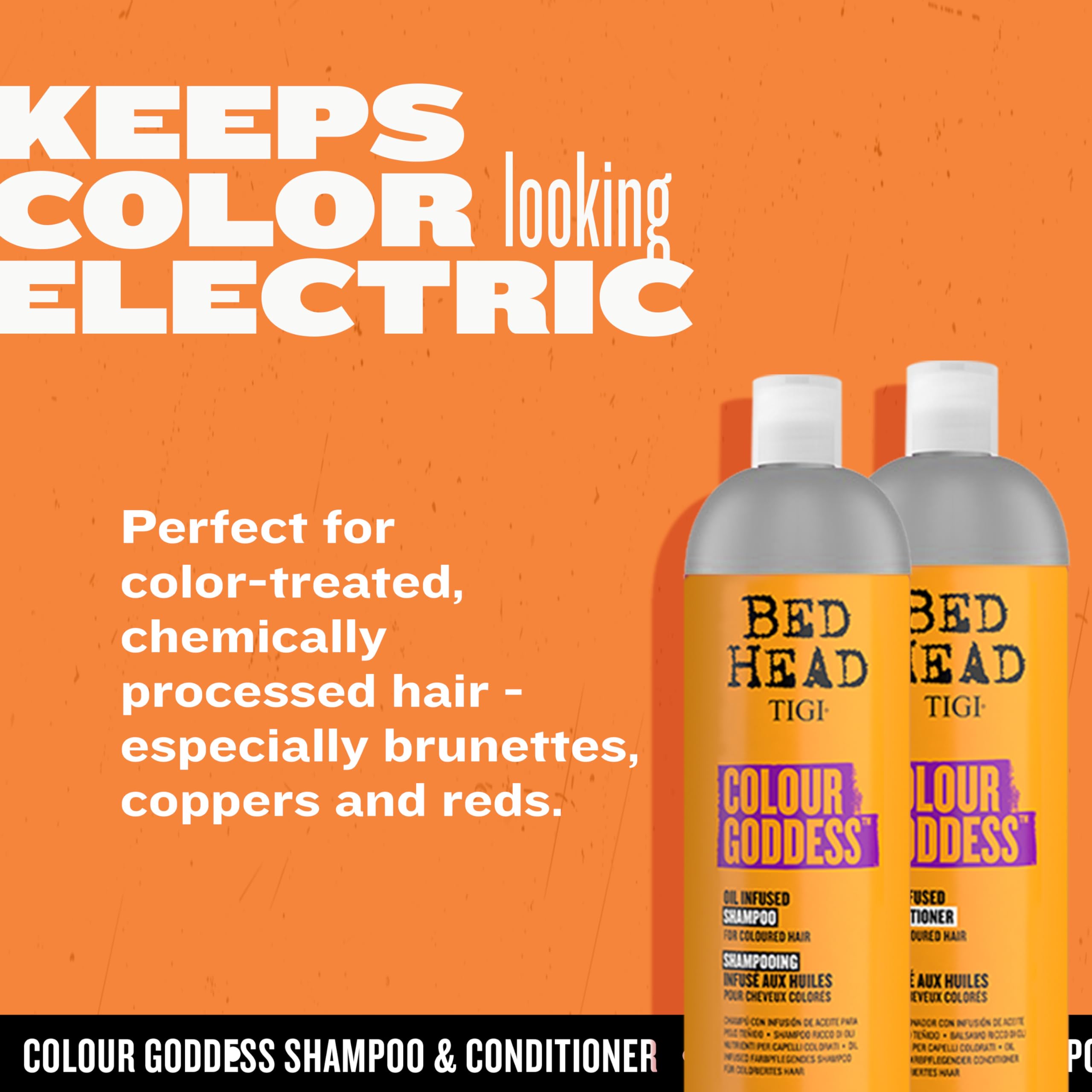 Fórmula Colour Goddess con aceite de coco para suavizar el cabello teñido.