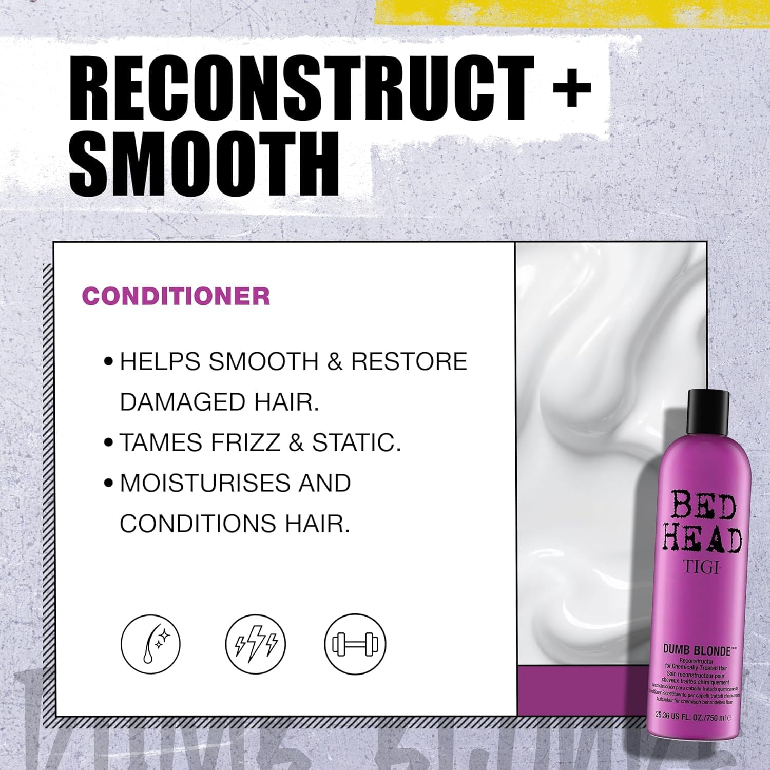 TIGI Bed Head Dumb Blonde Shampoo, textura cremosa que facilita el lavado.