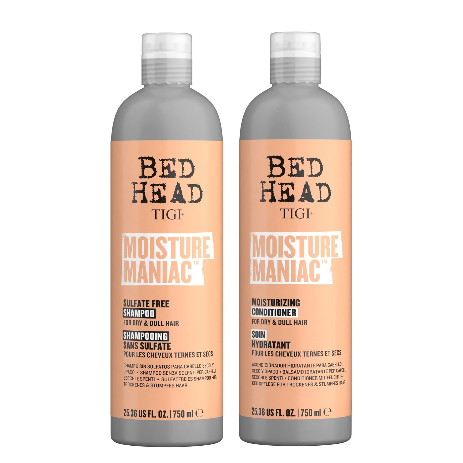 TIGI Bed Head Moisture Maniac: botella de champú, hidratación suave para cabellos secos