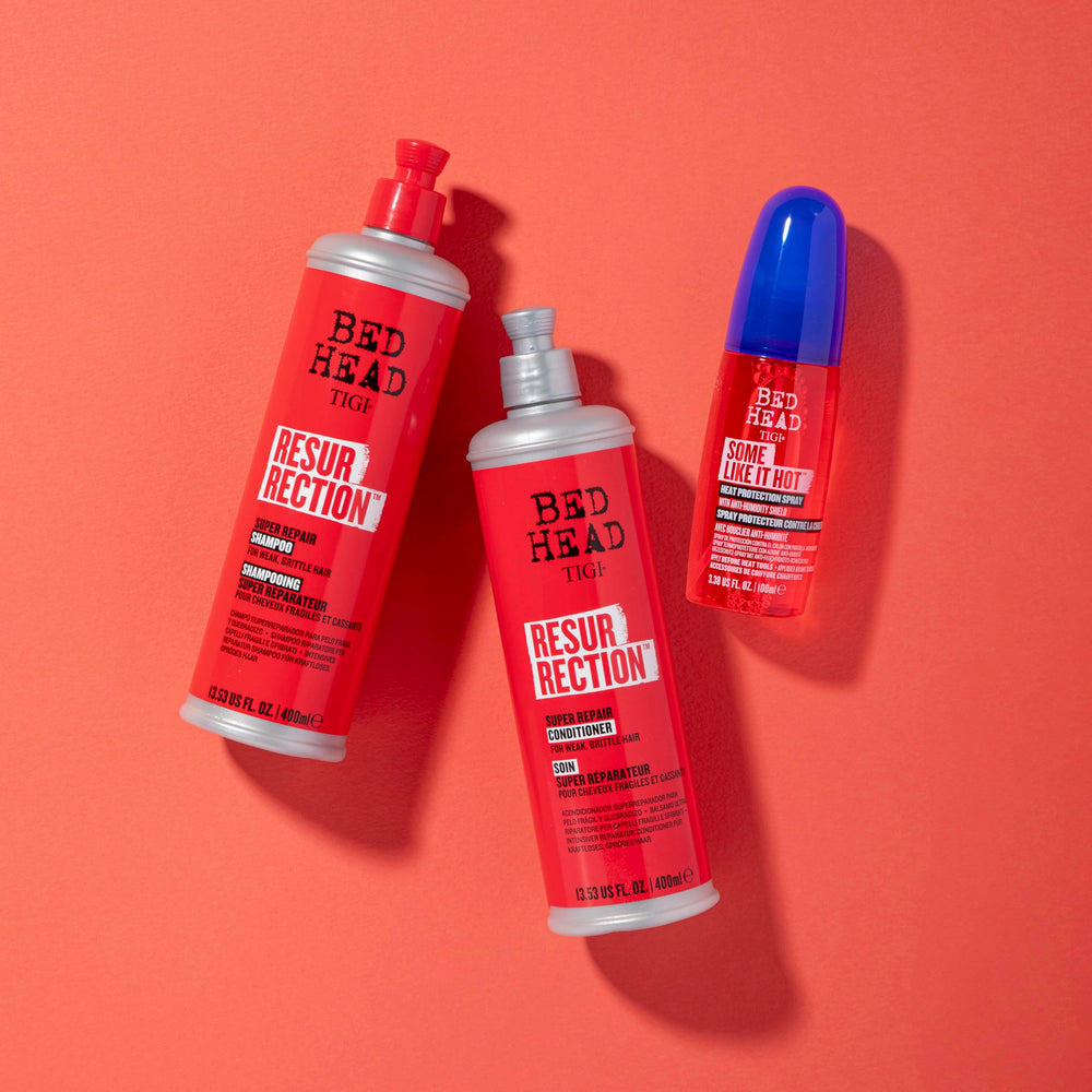 TIGI Bed Head Resurrection cabello restaurado, con brillo saludable y tacto suave.