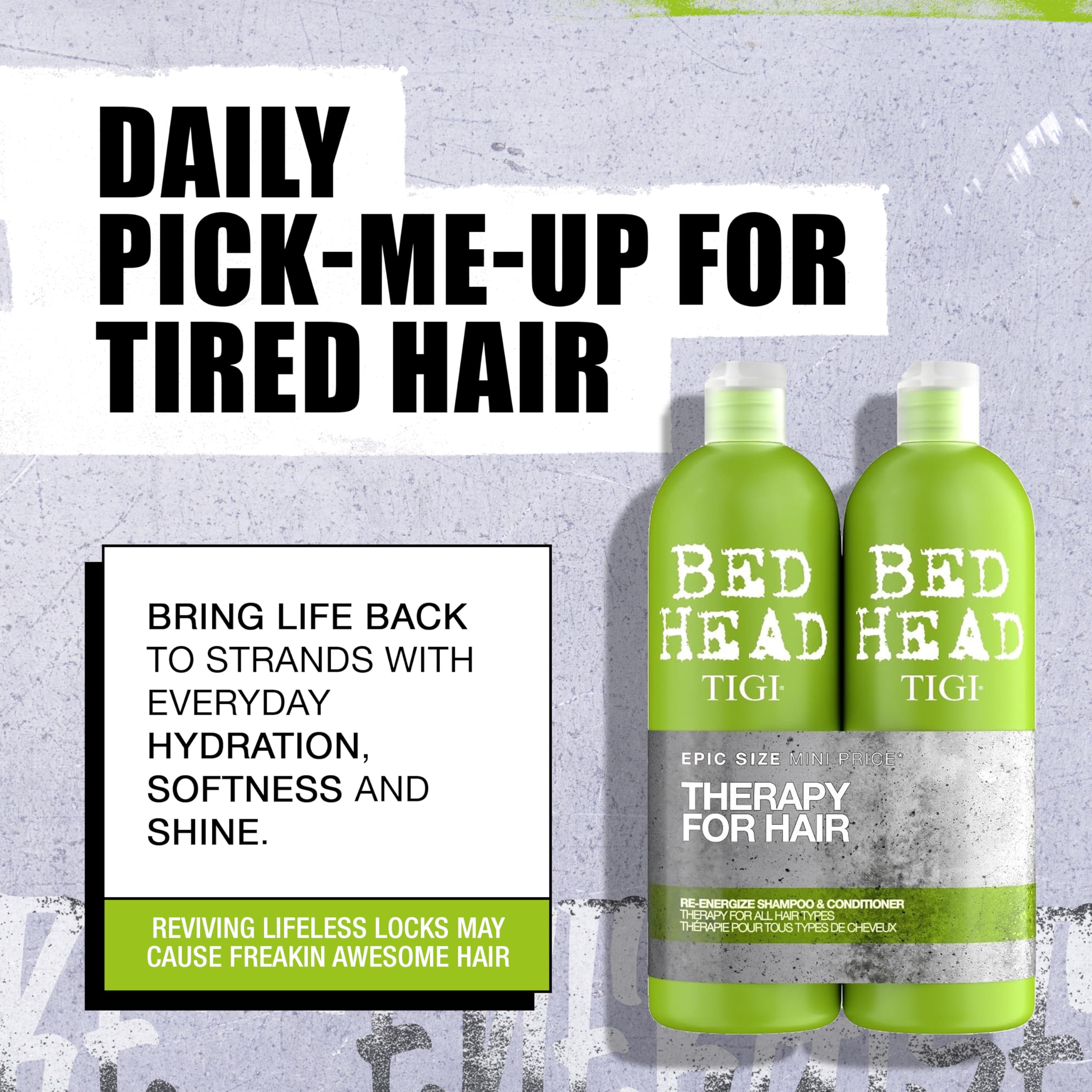 Champú Re-Energize Bed Head de TIGI con textura cremosa para cabello normal