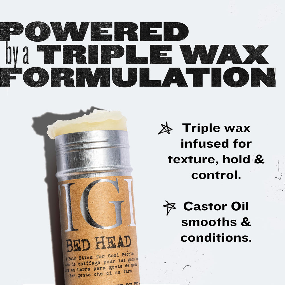 TIGI Bed Head Wax Stick: agarre flexible para rediseñar peinados durante el día.