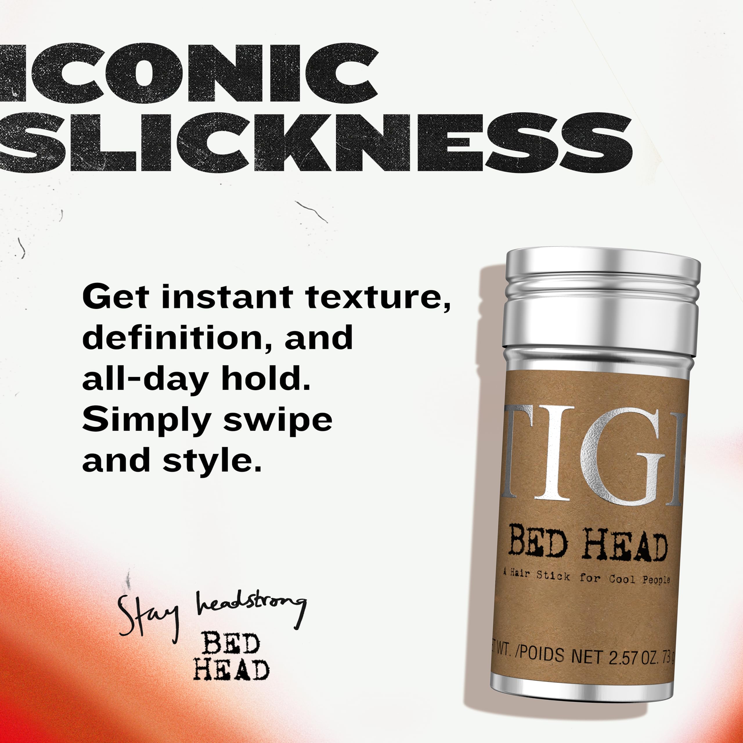 Bed Head Wax Stick: definición semimate para acabado natural y suave.