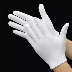 Guantes blancos de algodón Tihzheoy para manos secas, ideal para cuidado nocturno de la piel.