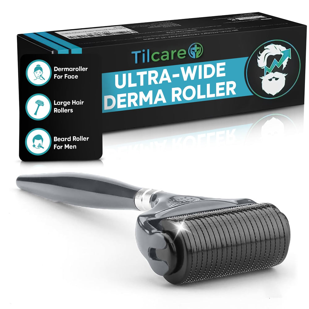 Rodillo dérmico Tilcare para barba y cabello con puntas 0,25 mm, uso en casa