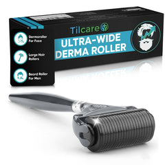 Rodillo dérmico Tilcare para barba y cabello con puntas 0,25 mm, uso en casa
