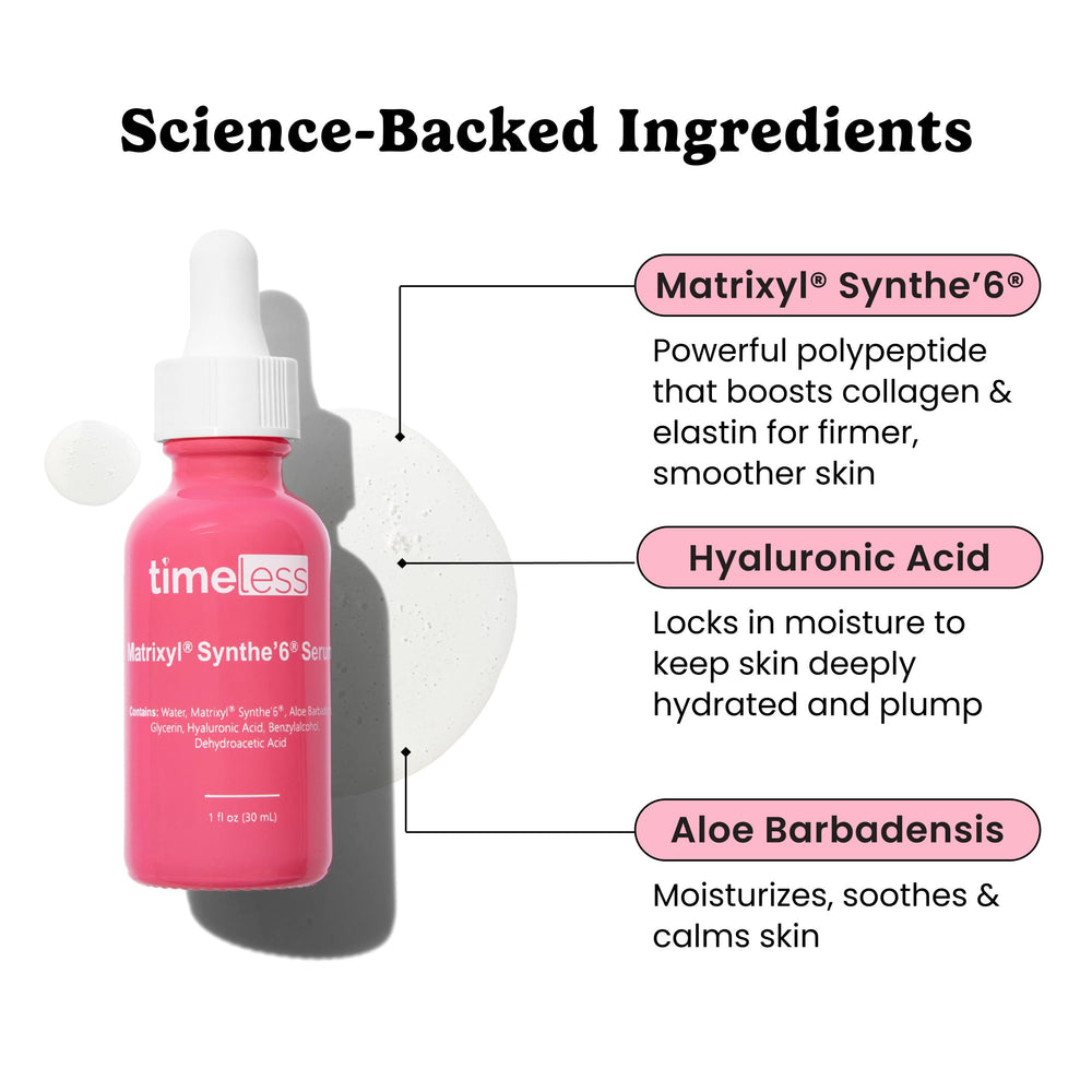 Matrixyl Synthe’6 Serum de Timeless, textura suave para absorción rápida