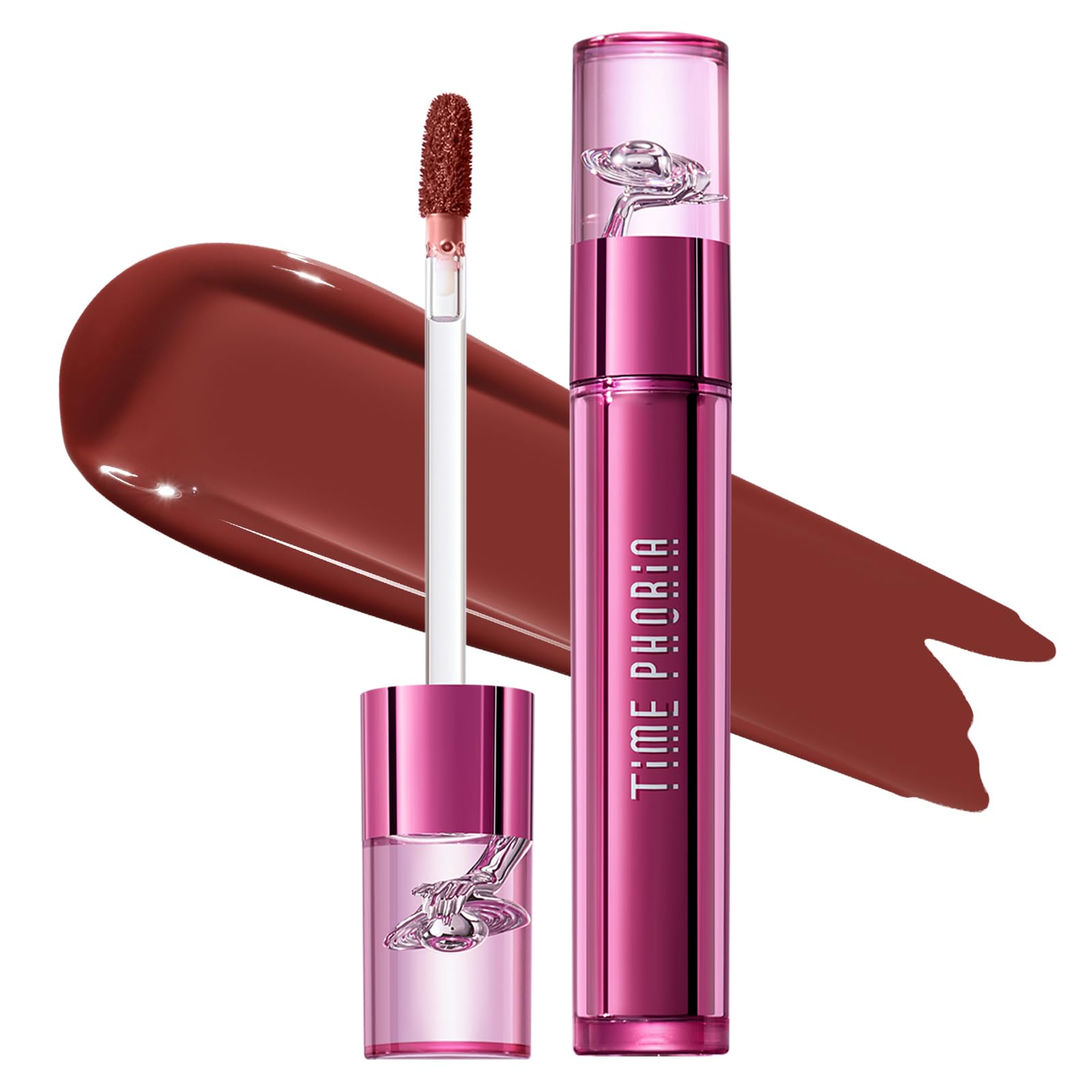 TIMEPHORIA Altera Lip Tint Flux en tono marrf3n rojizo, brillo a mate suave.