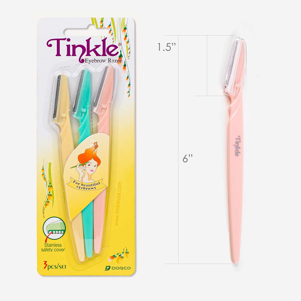 Tinkle dermaplaning tool for face delivering smoother skin and even makeup prep.