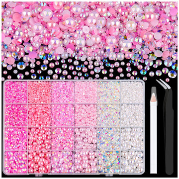 Perlas planas rosas de TINKRSTUFF para uñas y manualidades.
