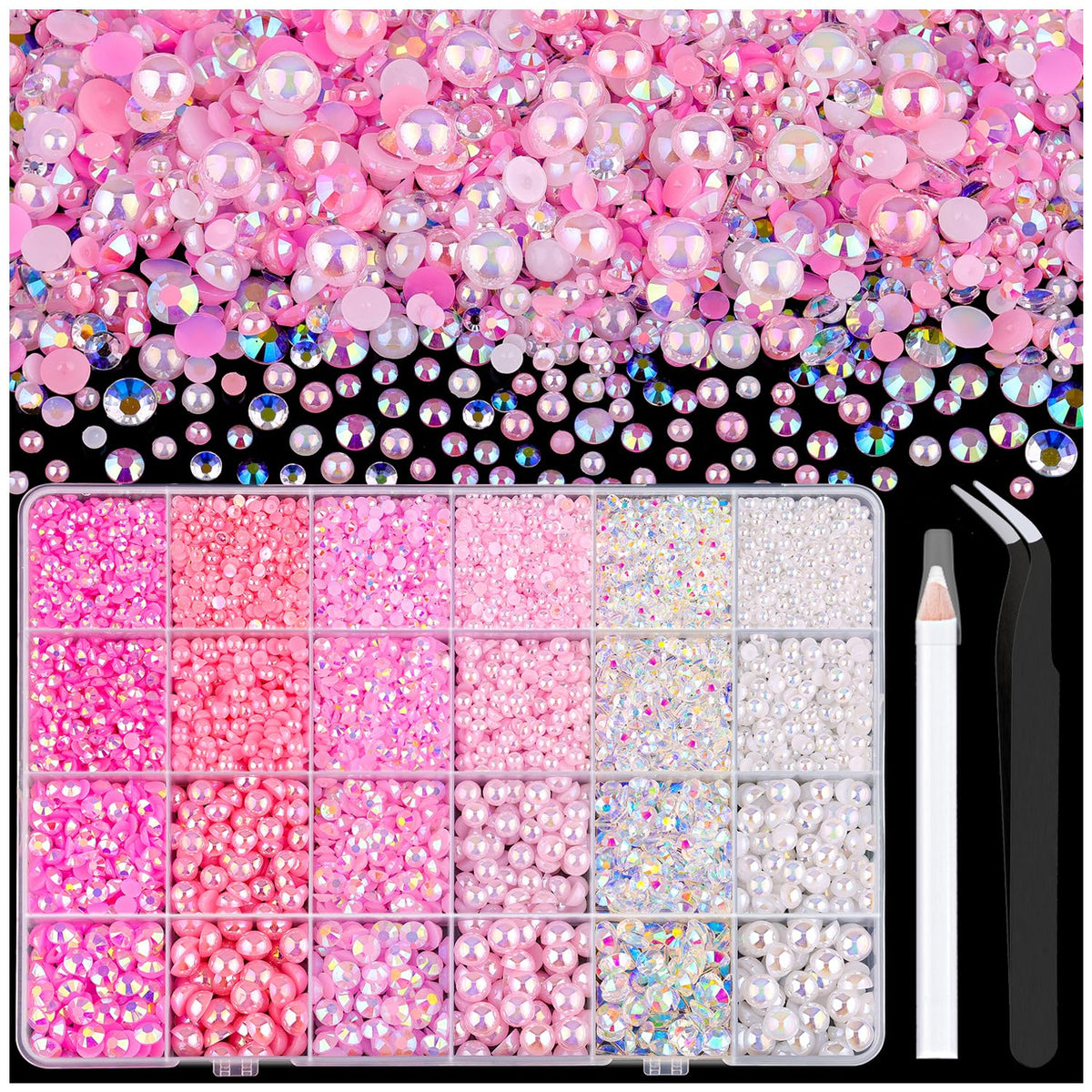 Perlas planas rosas de TINKRSTUFF para uñas y manualidades.