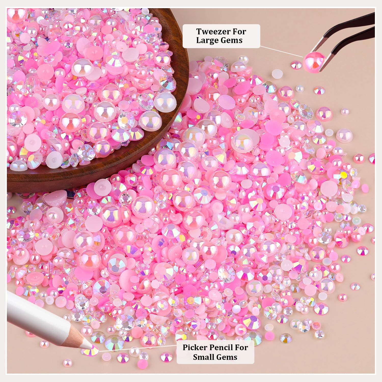 Perlas medias de 6mm rosas de TINKRSTUFF para manualidades.