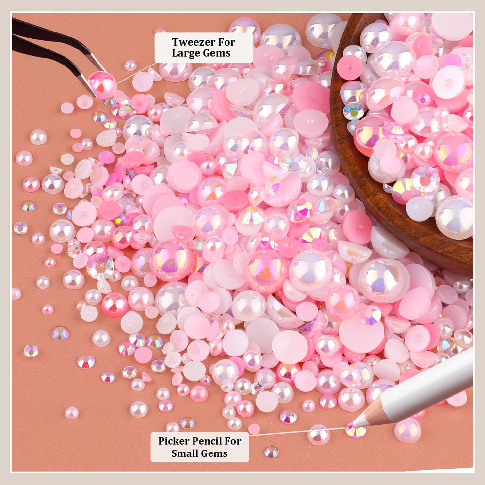 TINKRSTUFF perlas mitad-tamano 3-10mm para diseño de uñas y decoraciones
