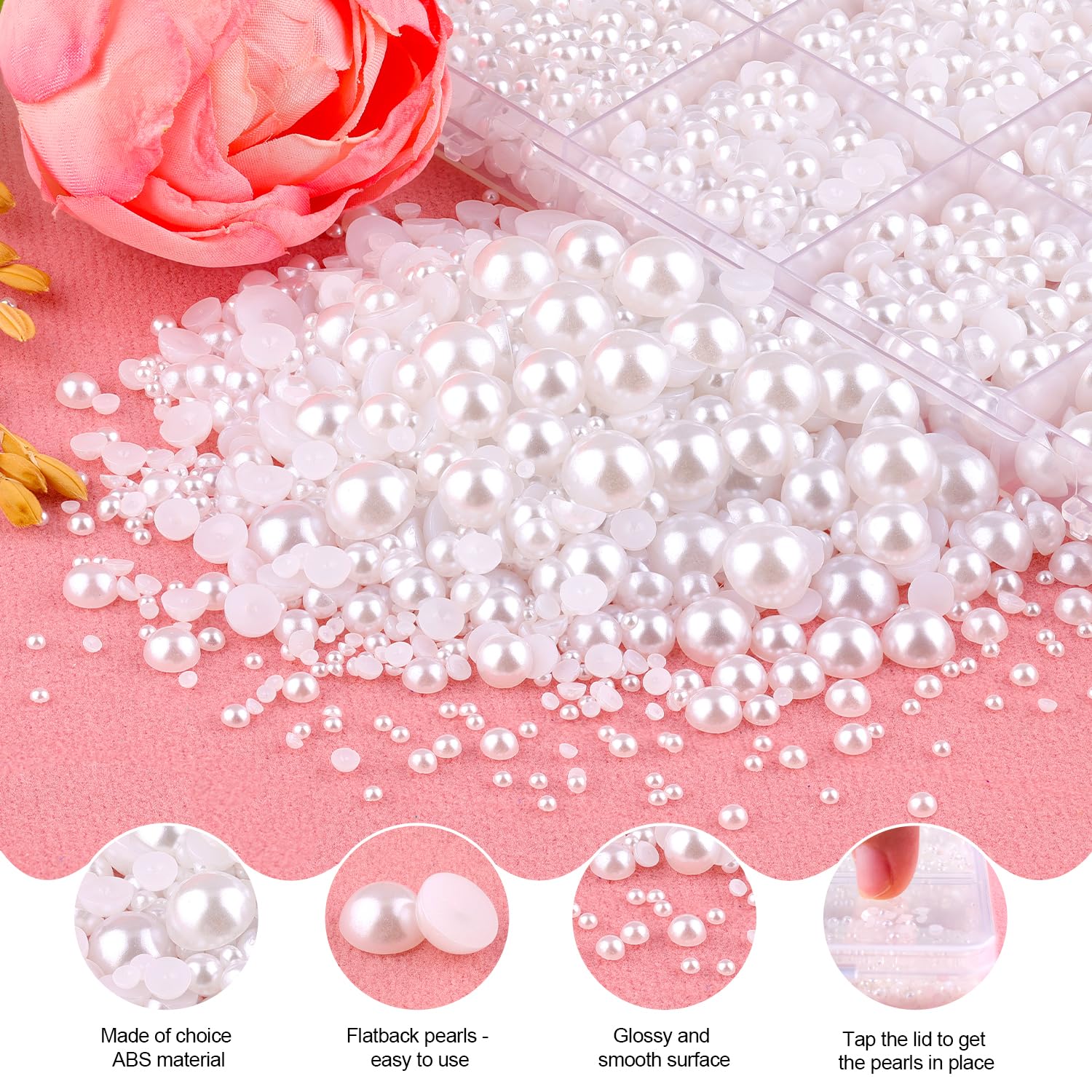 TINKRSTUFF perlas planas blancas 10 mm para acentos destacados en moda y manualidades