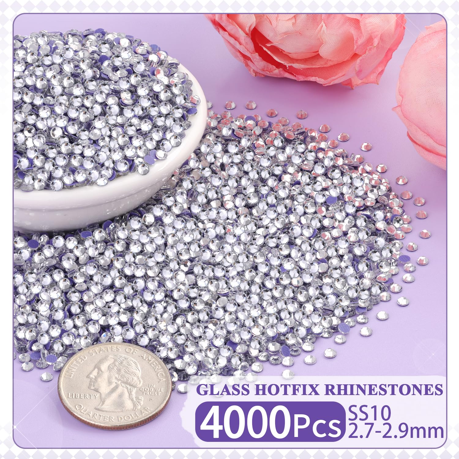 Piedras hotfix claras de TINKRSTUFF para ropa, ideal para bordados brillantes.