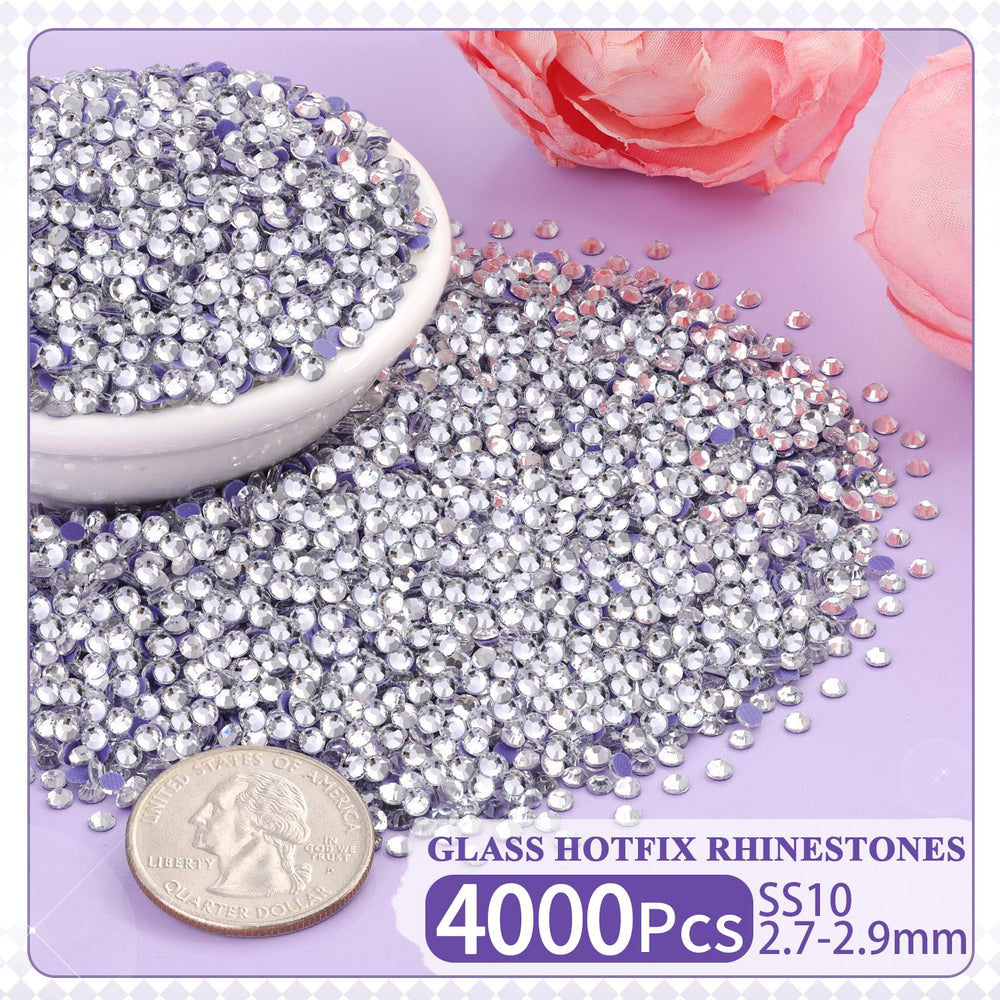 Piedras hotfix claras de TINKRSTUFF para ropa, ideal para bordados brillantes.
