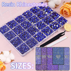 Piedras resina 2-6mm azul royal para detalles brillantes.