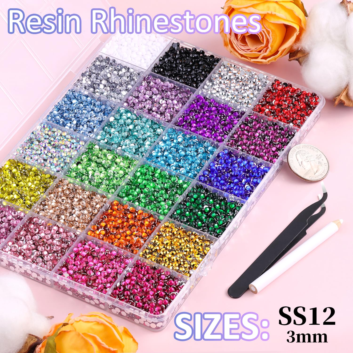 Piedras resina multicolor de 3 mm para brillos vibrantes en manualidades.