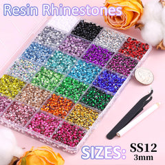 Piedras resina multicolor de 3 mm para brillos vibrantes en manualidades.
