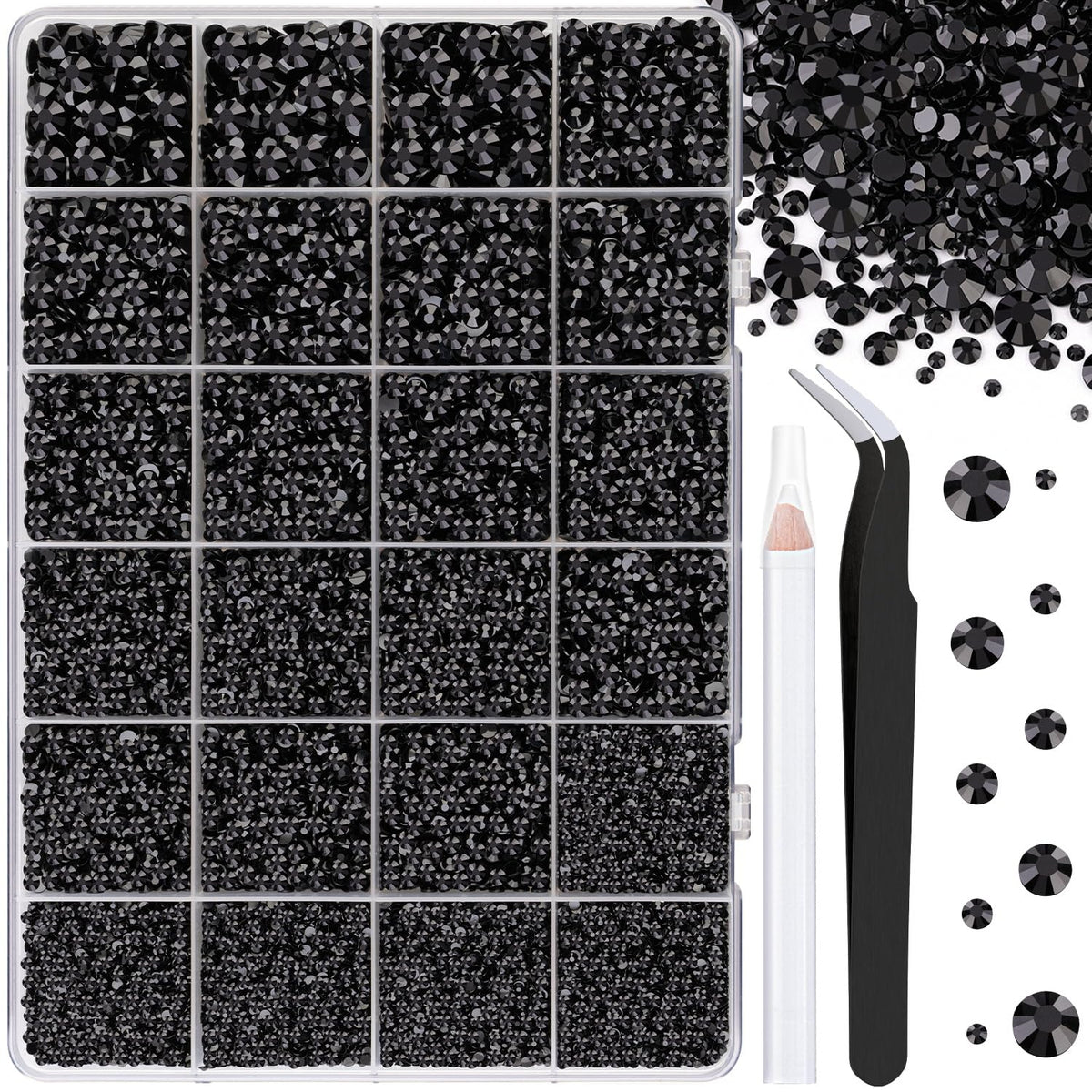 Piedras de resina negras TINKRSTUFF 2-6 mm para manualidades con brillo duradero.