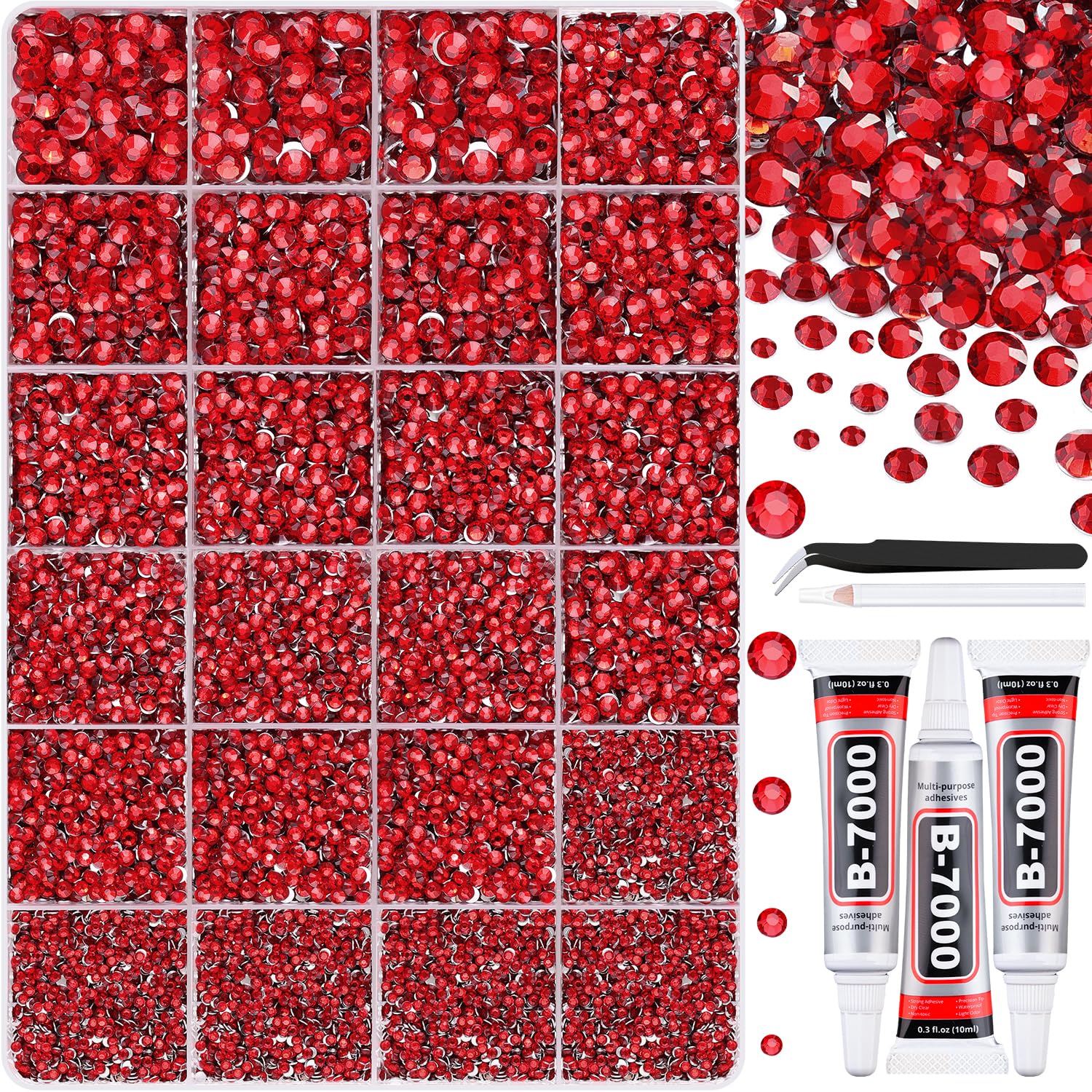 Piedras de resina rojas TINKRSTUFF 2 mm para manualidades brillantes.