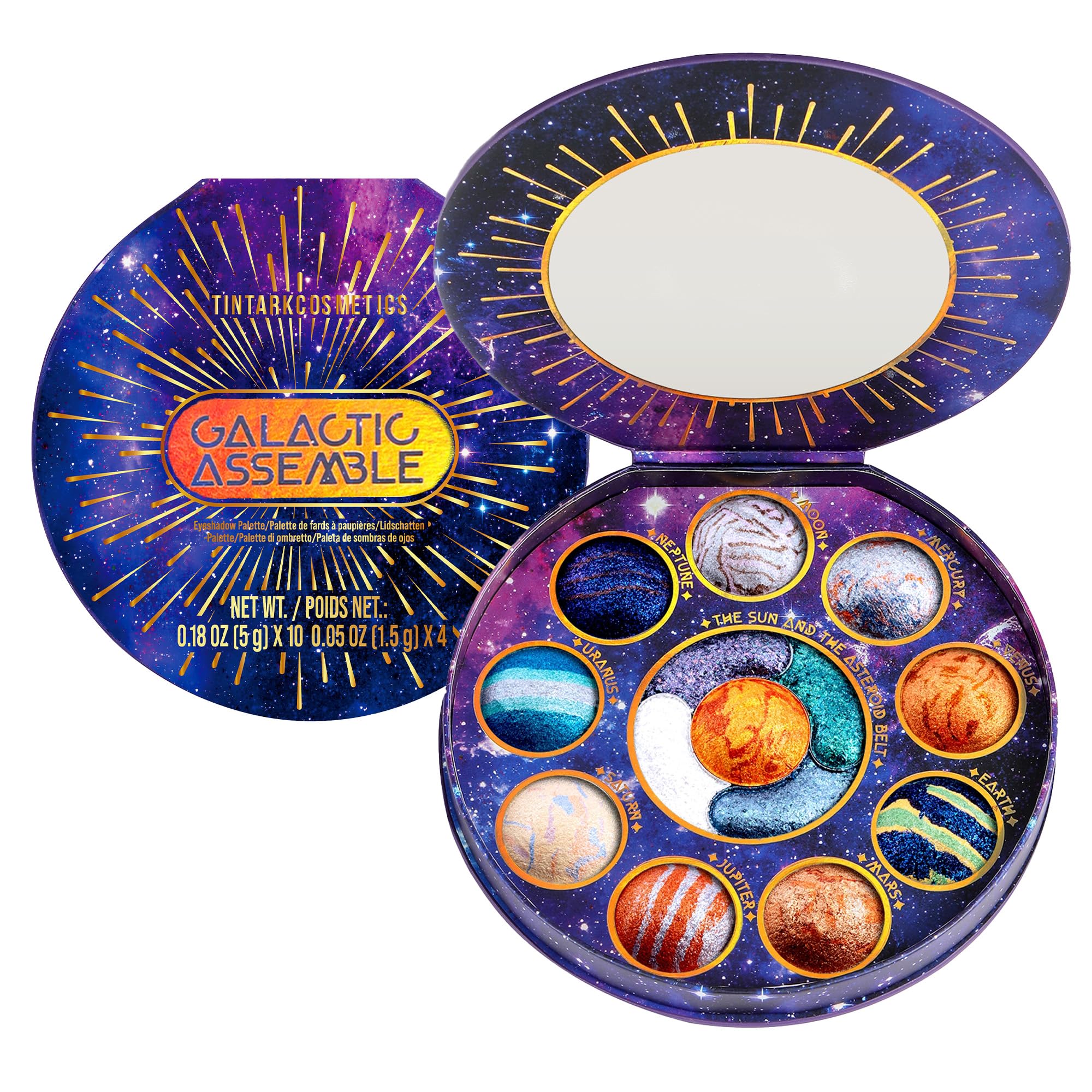 Tintark Galactic Assemble: paleta de ojos sistema solar, acabado intenso y duradero para estilos creativos.
