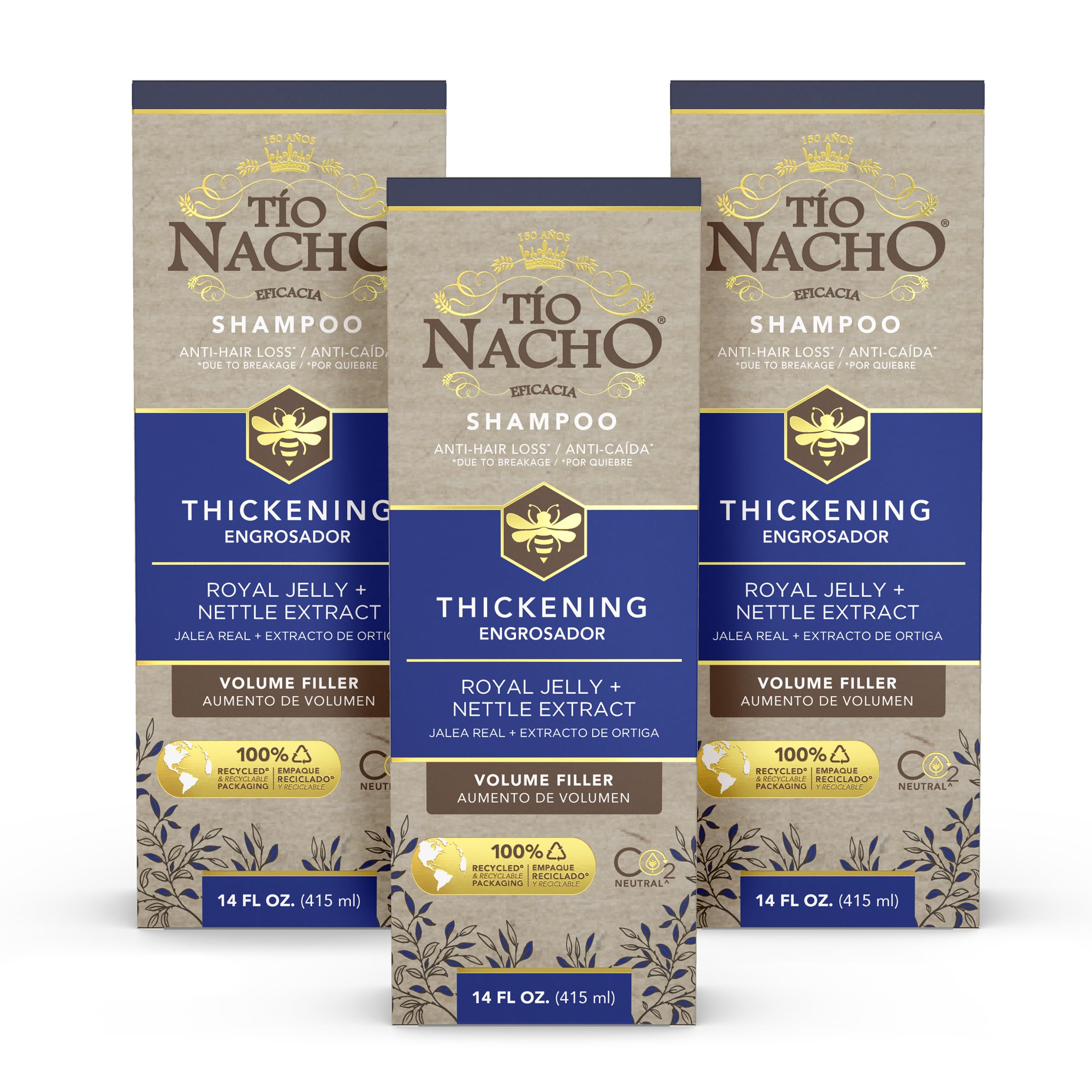 Tio Nacho Thickening Shampoo bottle promotes volume for thinning hair.