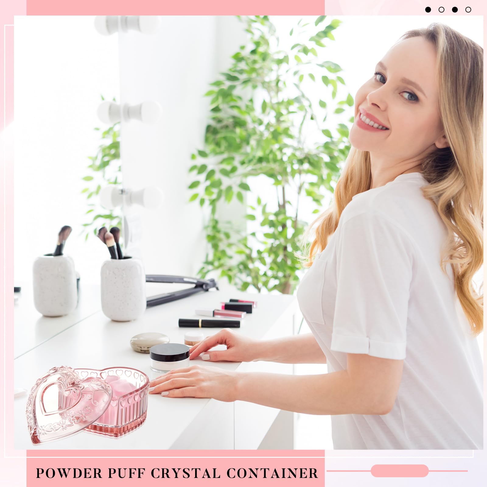 Tioncy coffret poudre cristal rose, cadeau romantique et utile pour maquillage.