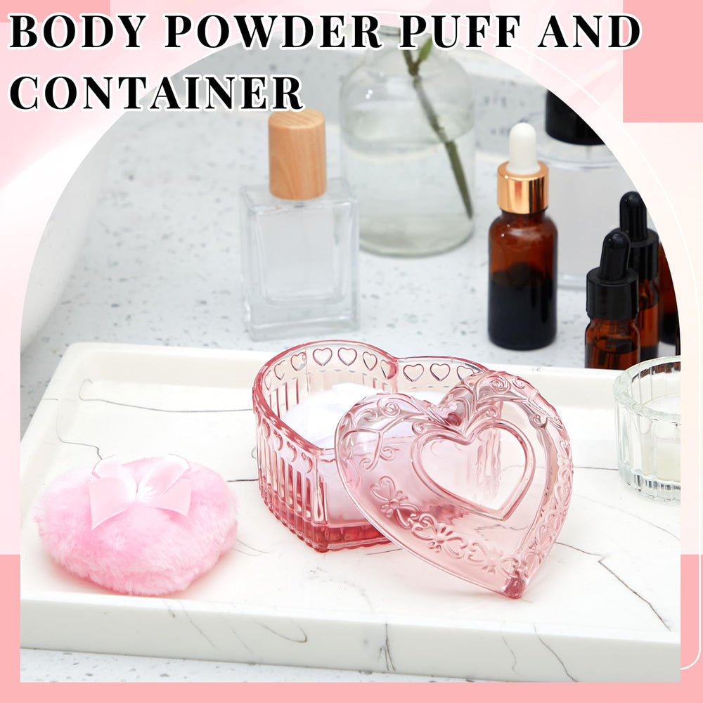 Tioncy pot poudre cristal rose, contenant élégant pour poudrer visage et corps.