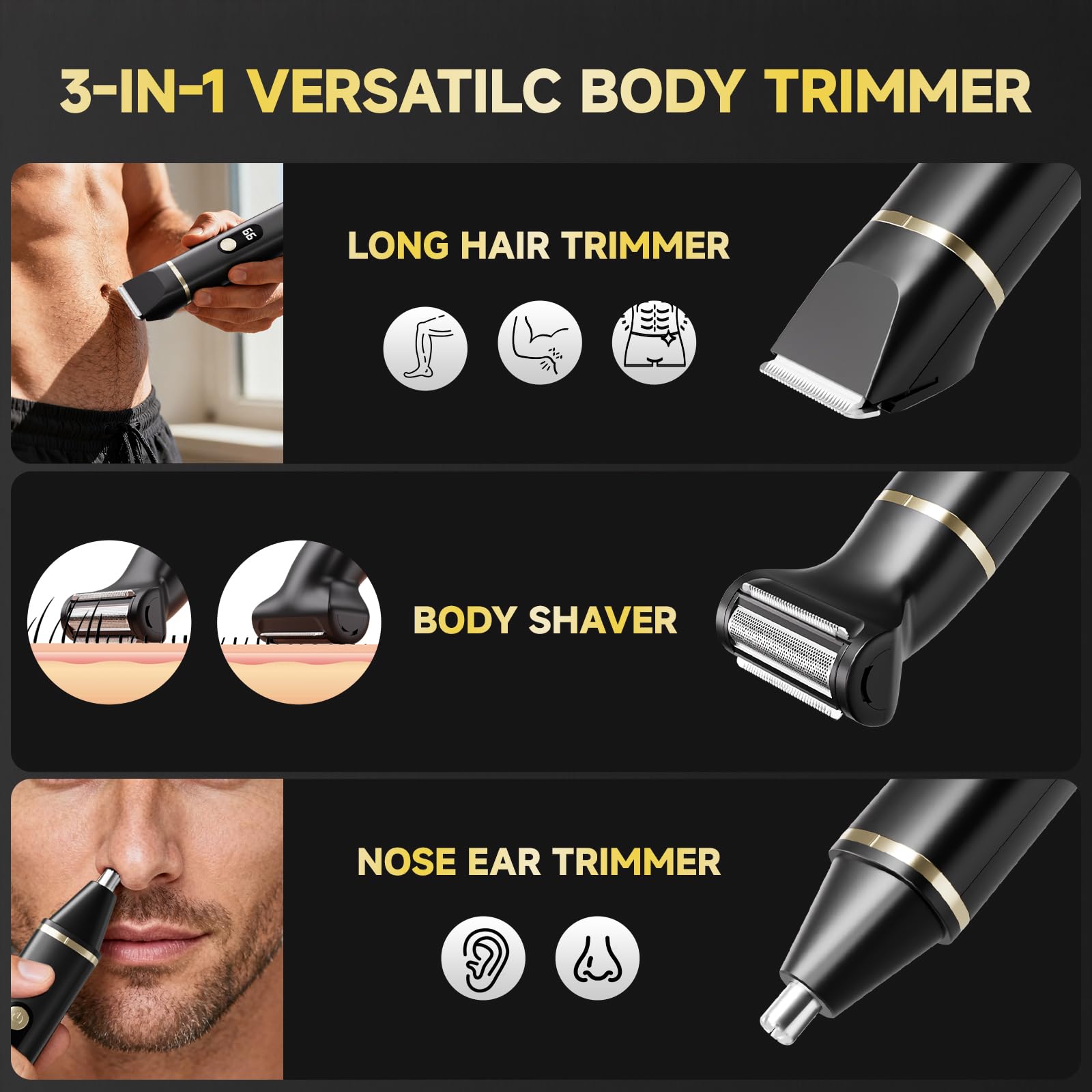 La tiovara cabezal intercambiable facilita usos corporales variados como barba y cuerpo.
