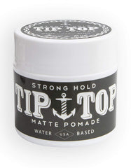TIP TOP Pomada Matte a base de agua, foco en la botella, acabado mate y fijación duradera.