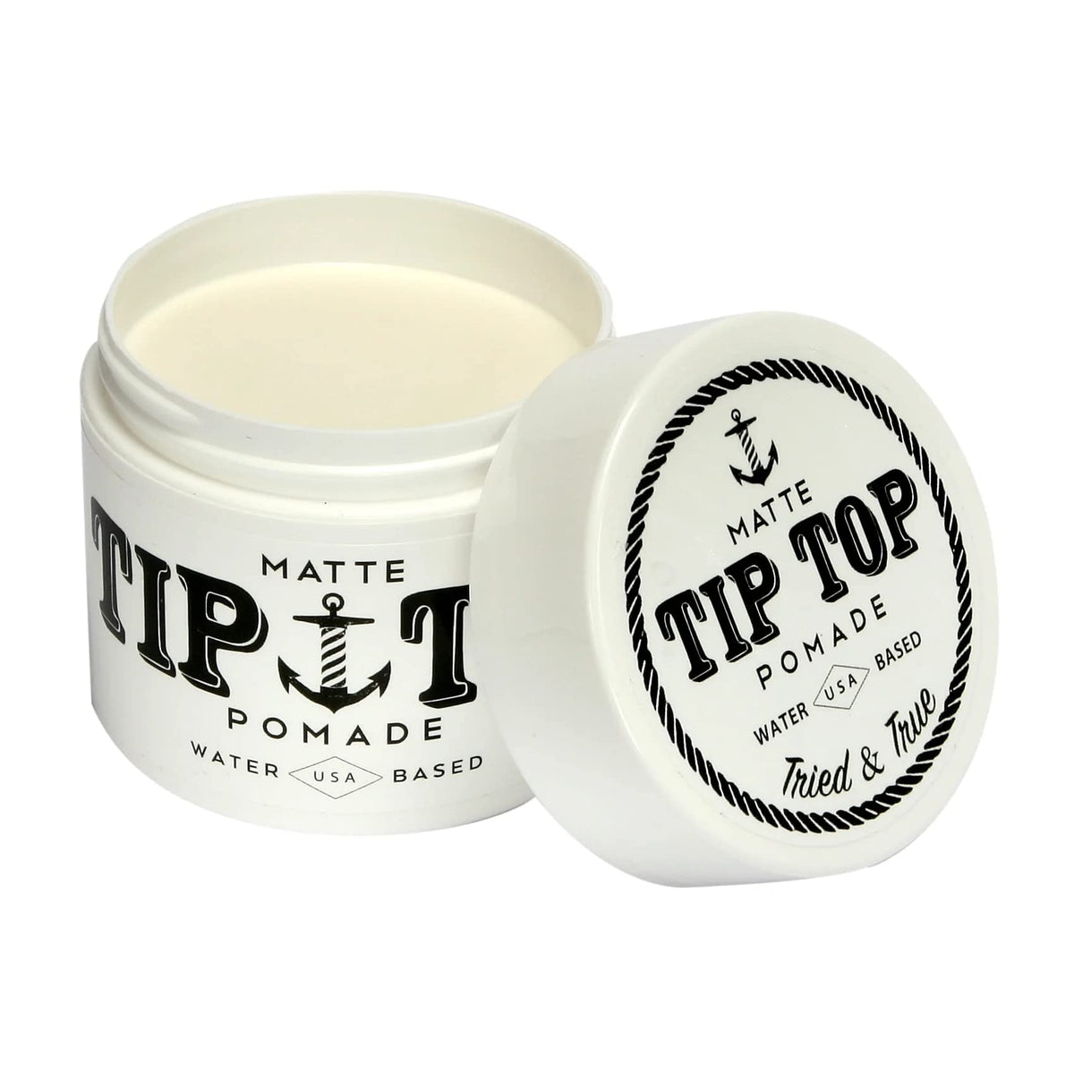 TipTop Pomada mate a base de agua en botella, acabado natural sin brillo.