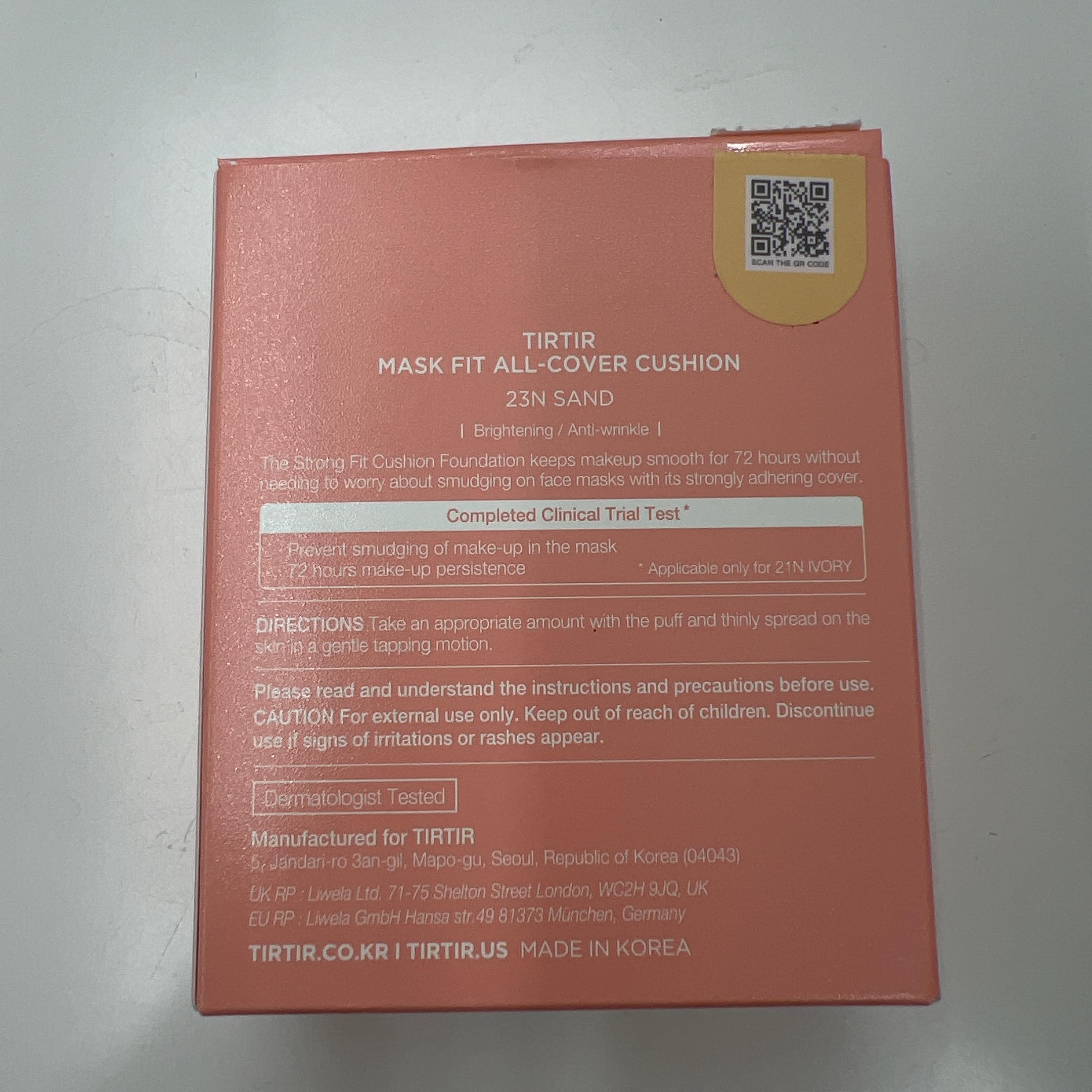 Cushion rose TIRTIR, contrôle de brillance et teint naturel durable