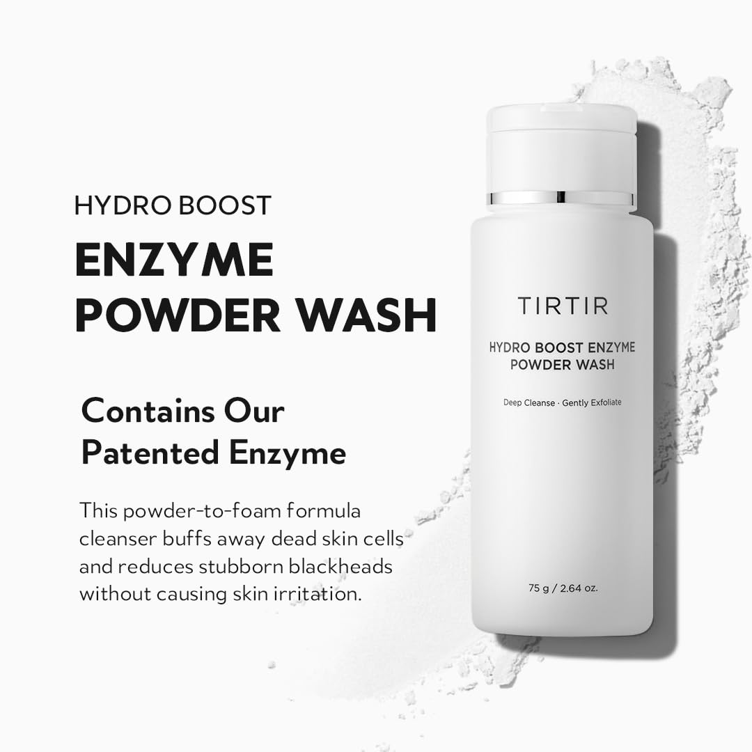 TIRTIR Hydro Boost Enzyme Powder se transforma en espuma suave para exfoliación agradable.