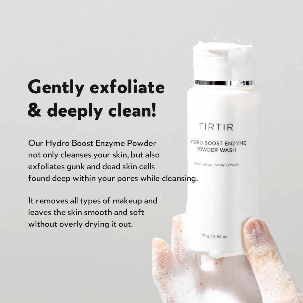 Ingredientes arroz y niacinamida en TIRTIR Hydro Boost Enzyme Powder para hidratación.