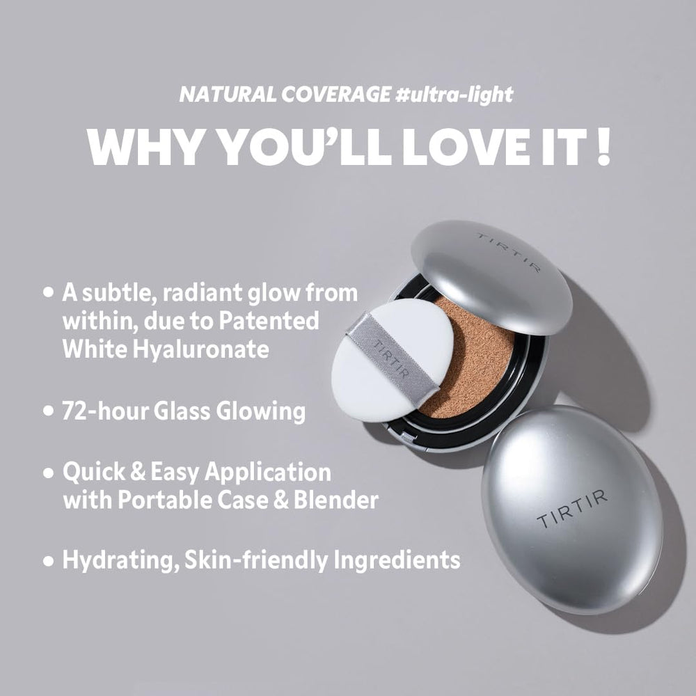 TIRTIR Mask Fit Aura Silver Cushion: tacto ultraligero para uso diario cómodo.