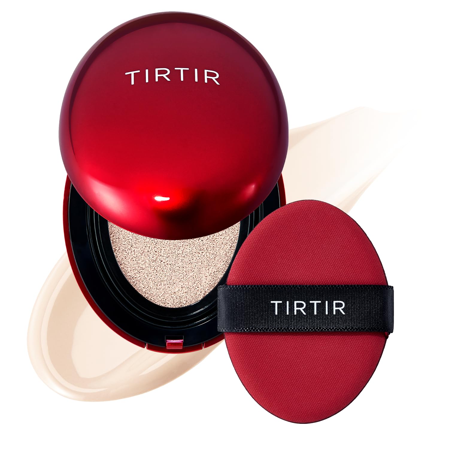 TIRTIR Cushion Rojo de Ajuste: apertura de la botella para ver el envase compacto.