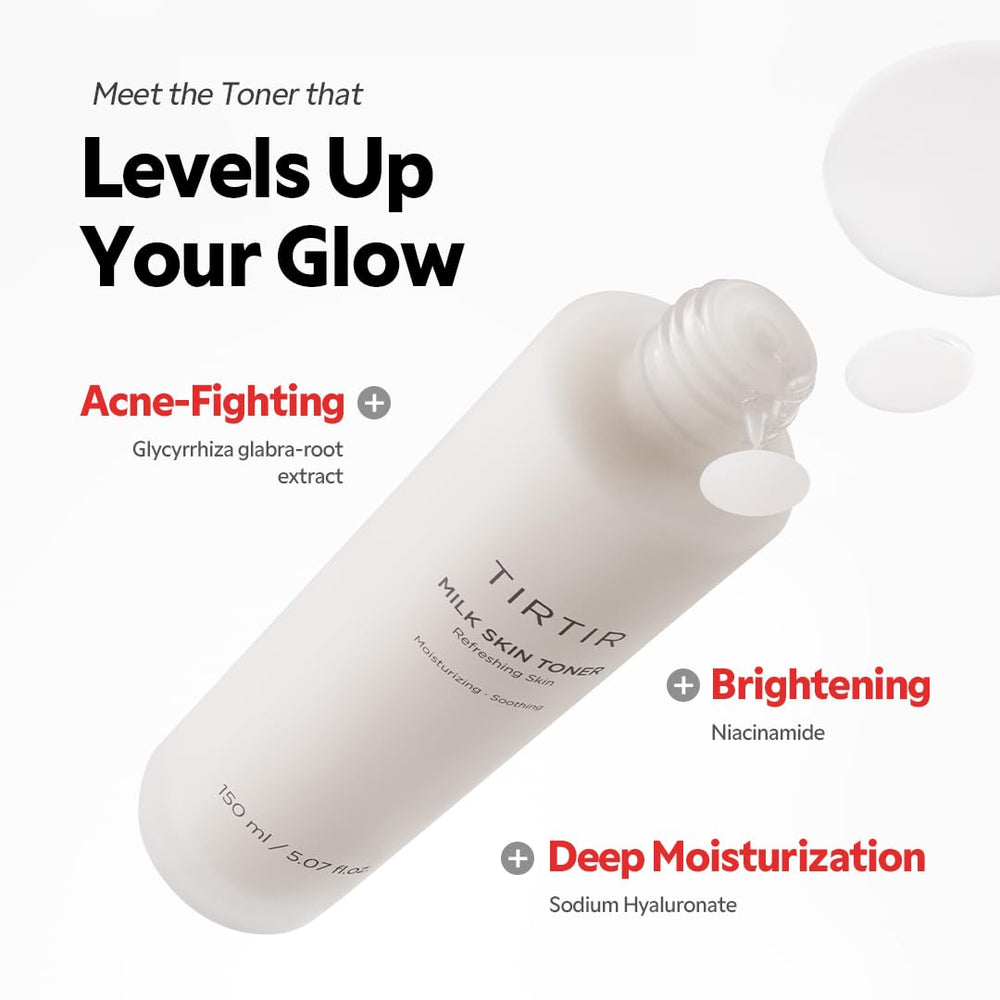Aplicación facial con TIRTIR Toner de Leche de Arroz que prepara la absorción