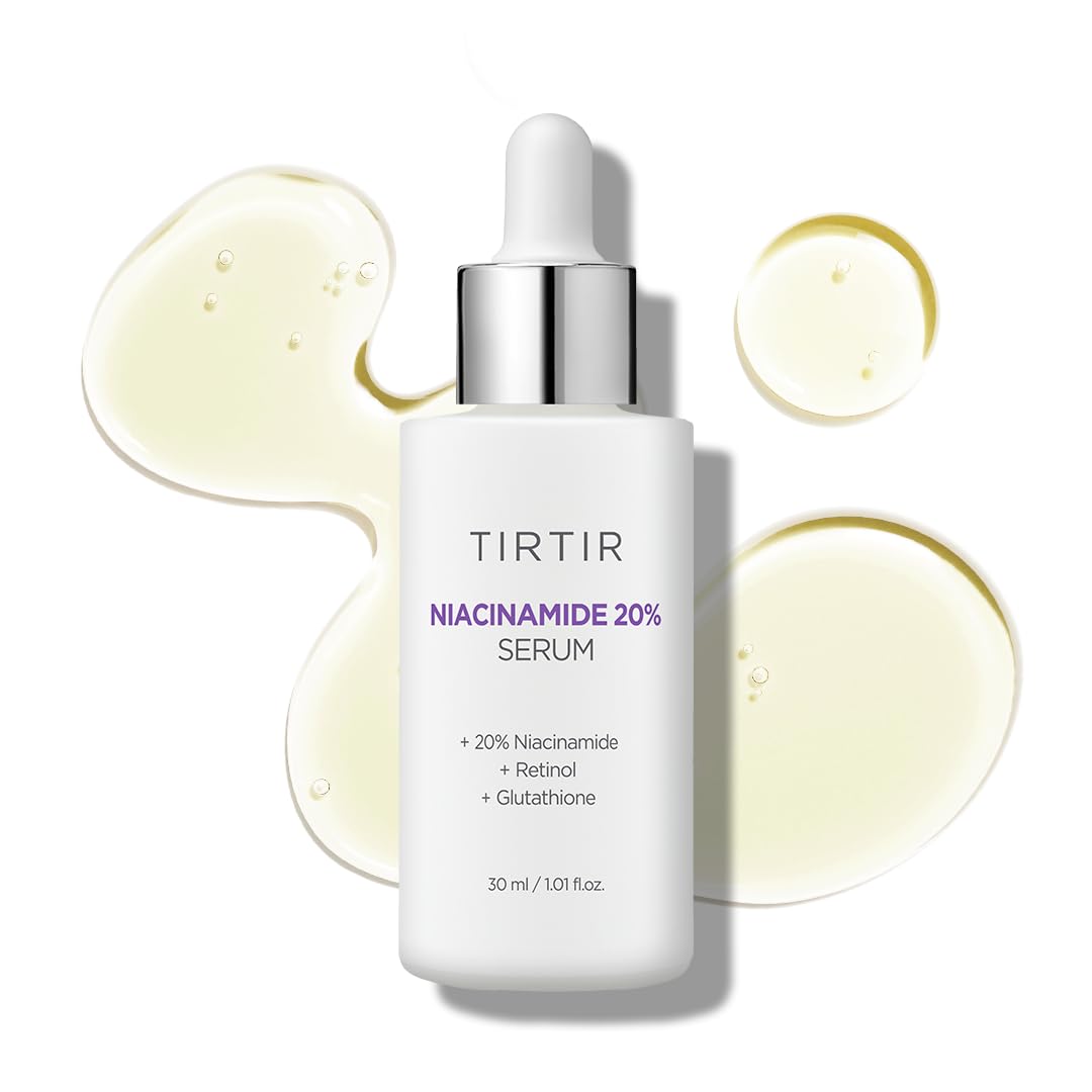 Sérum TIRTIR Niacinamide 20% en bouteille pompe pour un teint uniforme.