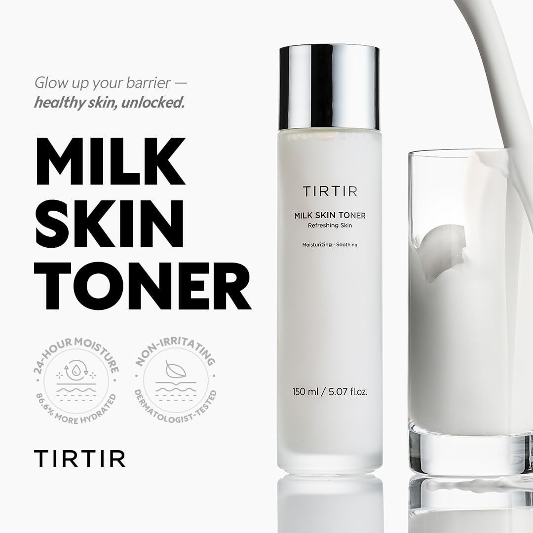 TIRTIR Tonico Leche Piel: textura cremosa que hidrata suavemente.