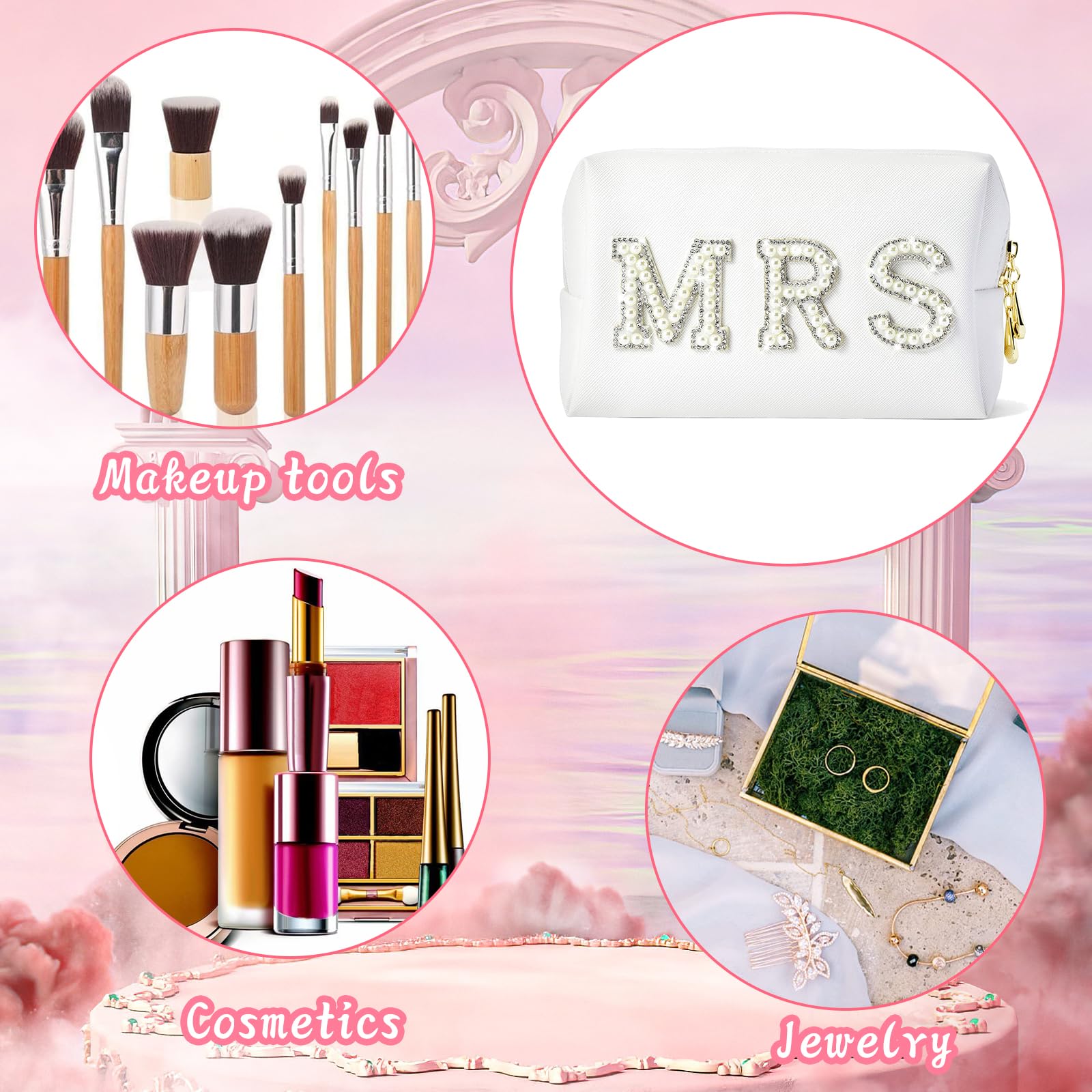Tkifoda bolso maquillaje blanco con cierre fiable para viajar