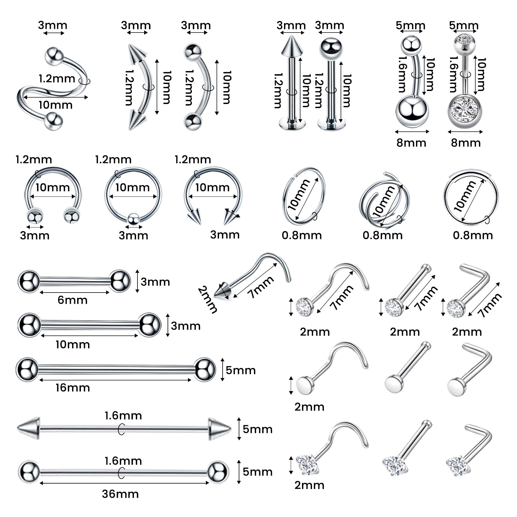 Joyería de acero 316L de TKKUY, duradera y hipoalergénica.