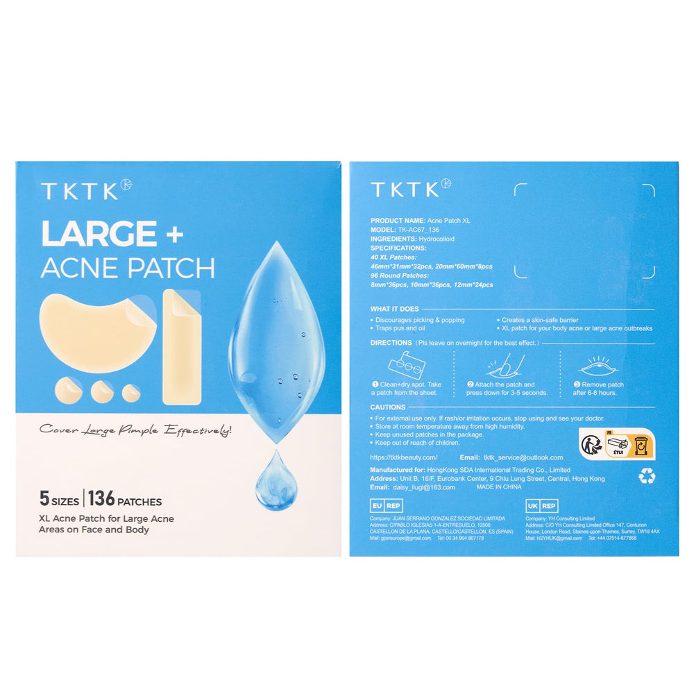 TKTK 136-count set with five sizes for versatile blemish coverage.