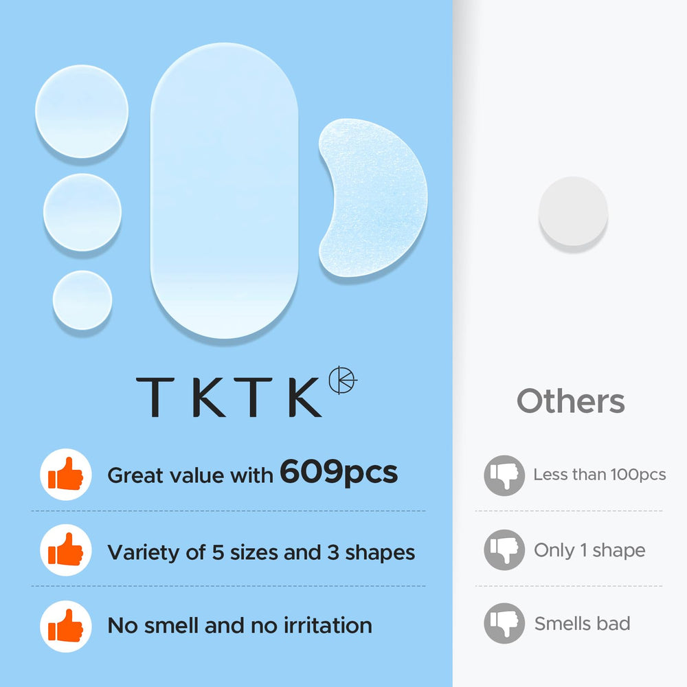 TKTK 609 hydrocolloid core close-up emphasizes gentle, fragrance-free formula.