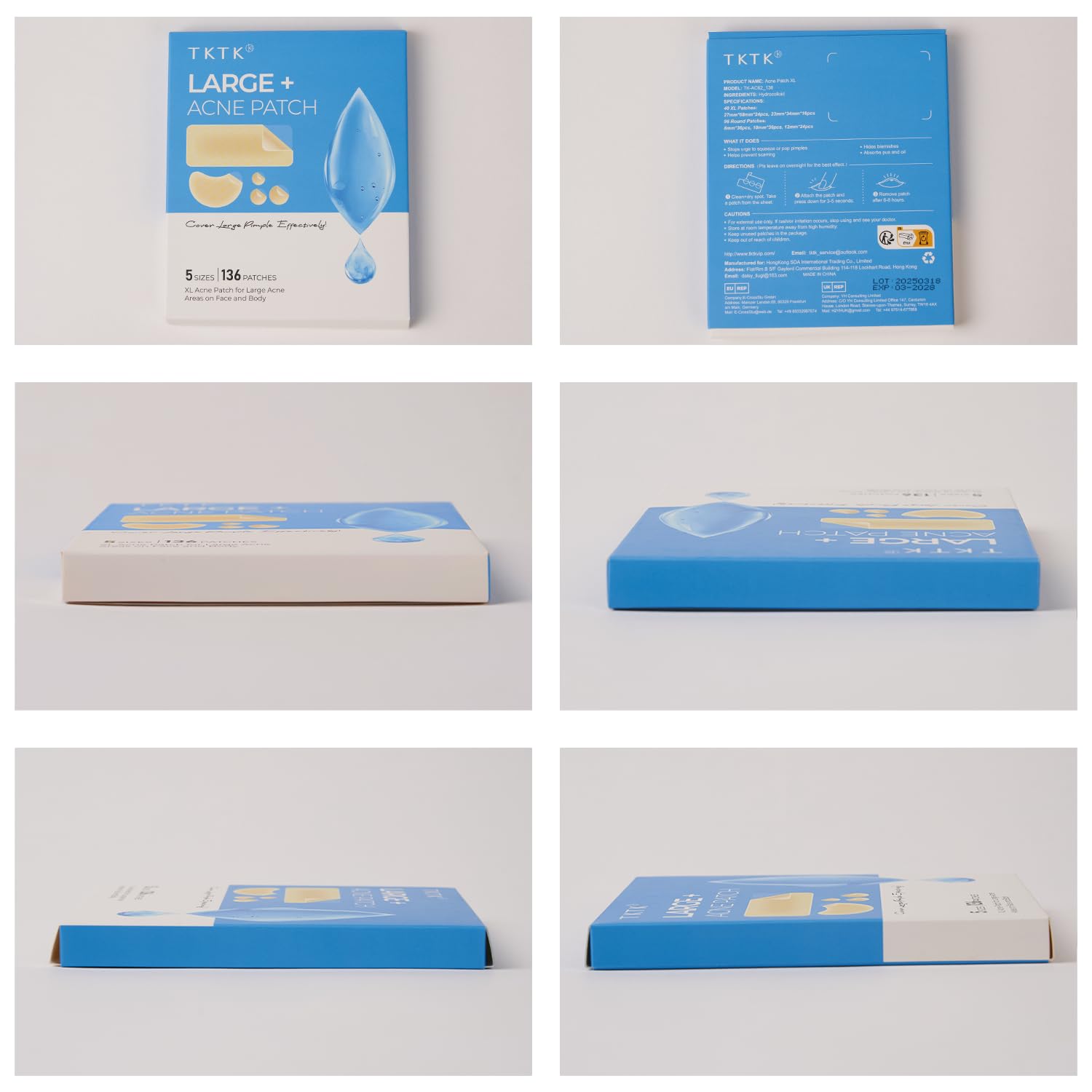 Conjunto completo de 136 parches TKTK para distintas zonas de la piel.