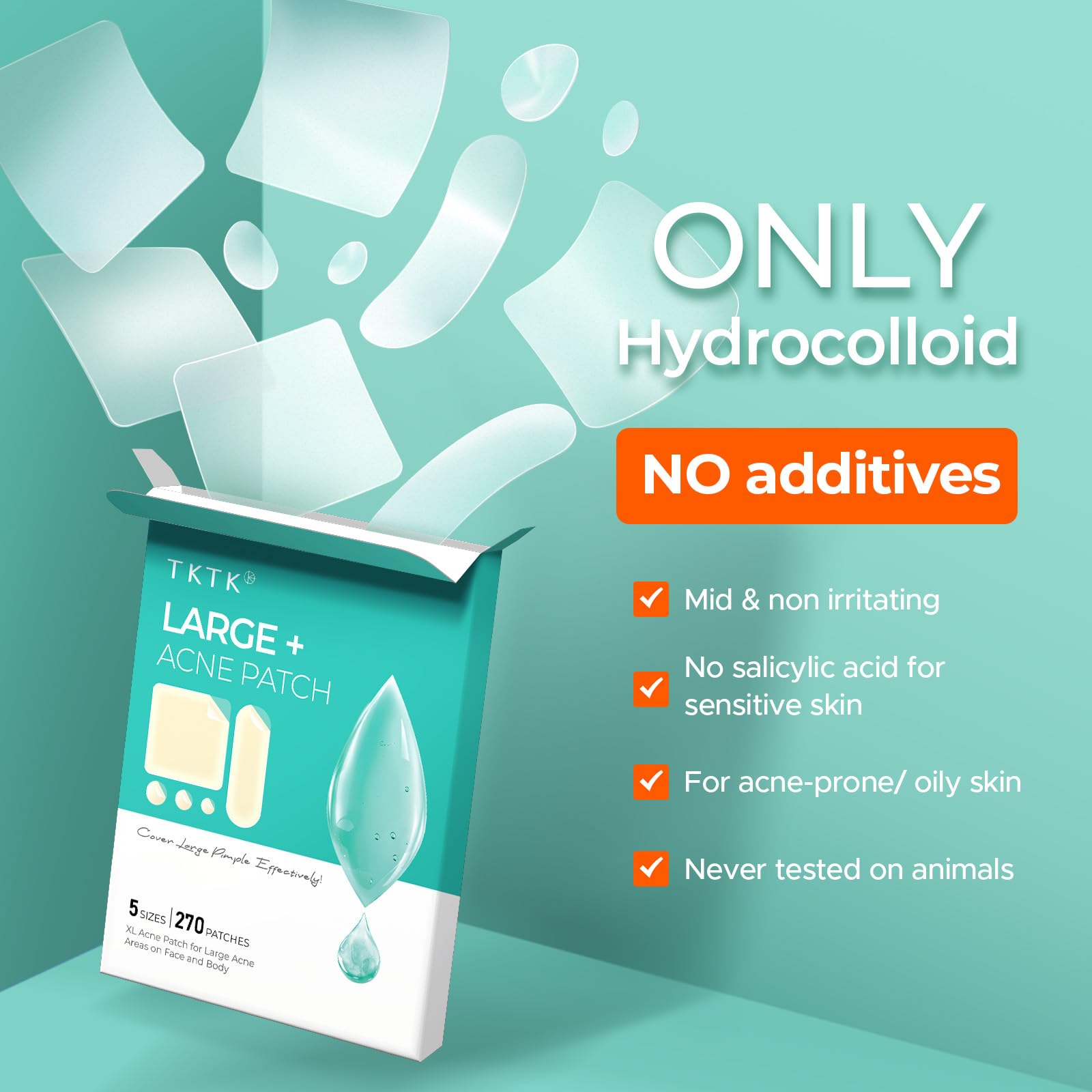 Caja de parches hidrocoloides TKTK de 270 piezas para uso diario.