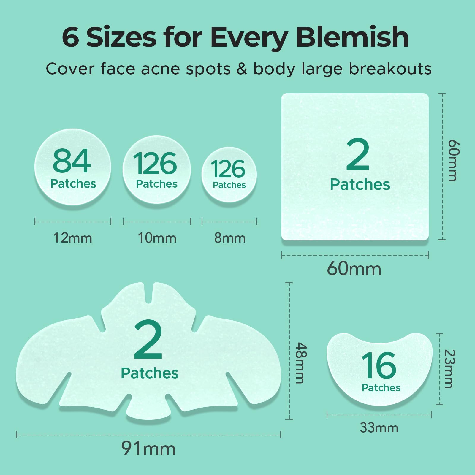 Parche TKTK grande 60x60mm para espalda y mejillas