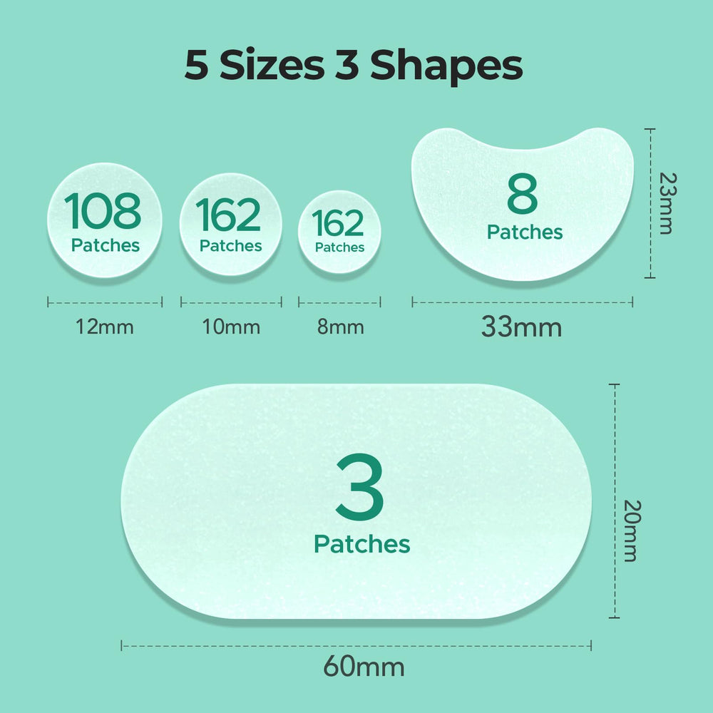 Parche 12 mm TKTK para granos faciales, cobertura precisa.