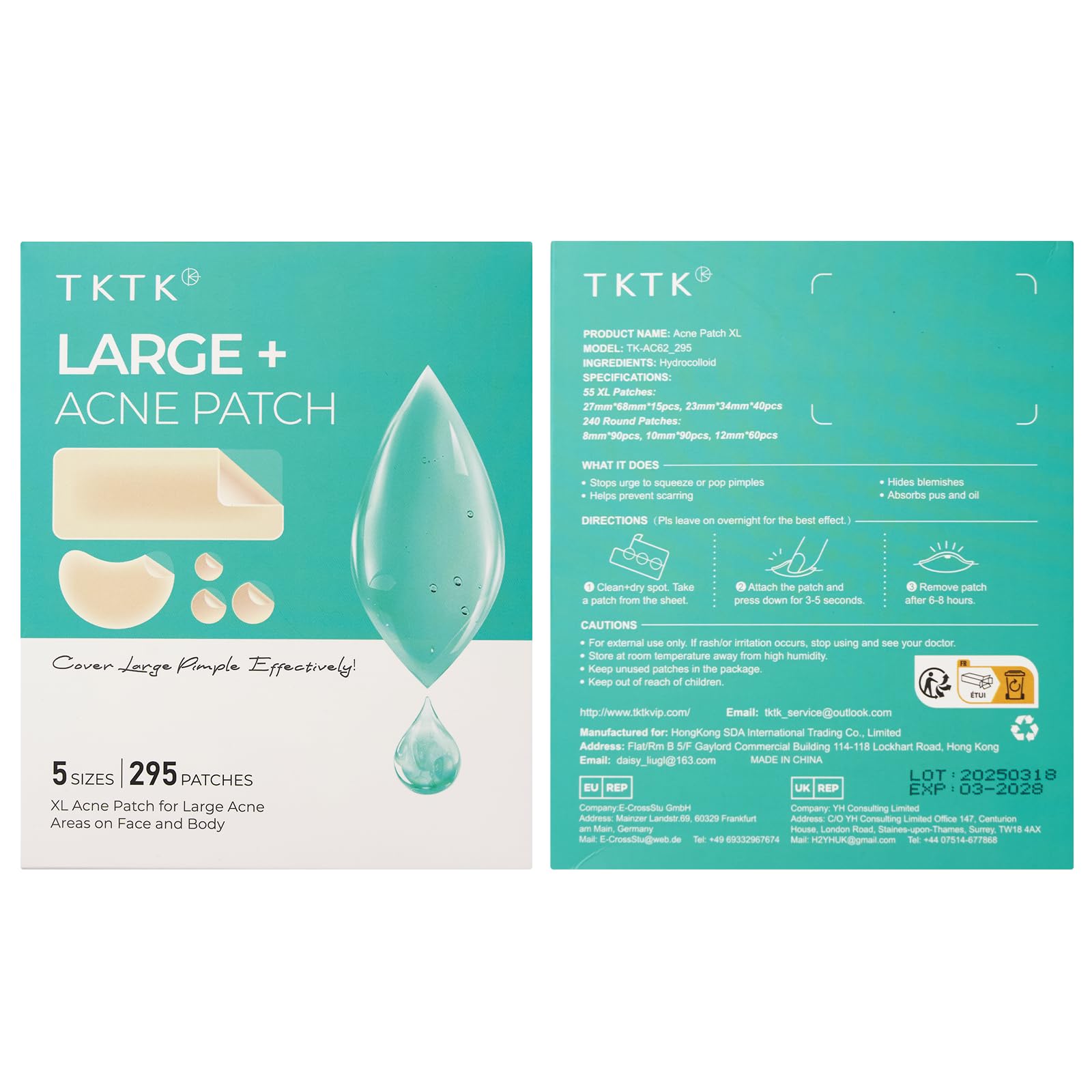 Parche TKTK 12mm para brotes moderados, favorece un aspecto más limpio.